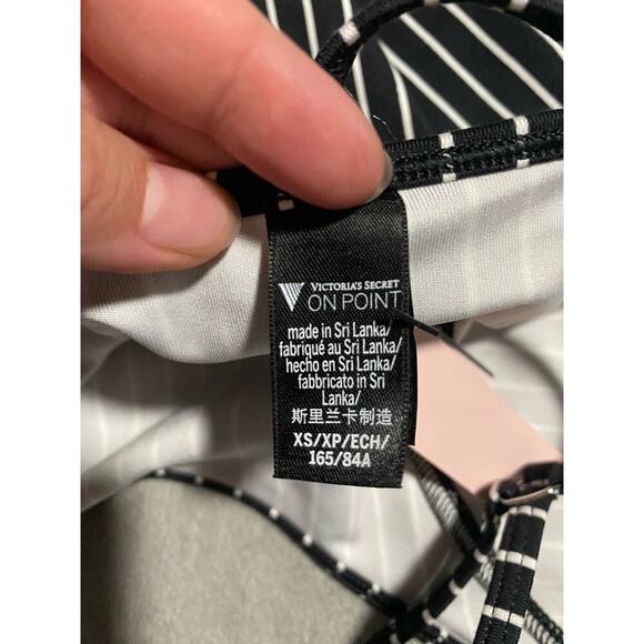 Victorias Secret On Point Striped Tank Top, Black/White, XS - Picture 4 of 5